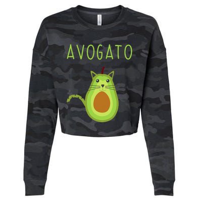 Avogato Cinco De Mayo Gift Cinco De Meow Cat Avocado Cropped Pullover Crew