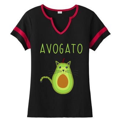 Avogato Cinco De Mayo Gift Cinco De Meow Cat Avocado Ladies Halftime Notch Neck Tee