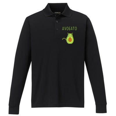 Avogato Cinco De Mayo Gift Cinco De Meow Cat Avocado Performance Long Sleeve Polo