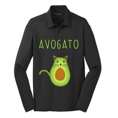 Avogato Cinco De Mayo Gift Cinco De Meow Cat Avocado Silk Touch Performance Long Sleeve Polo