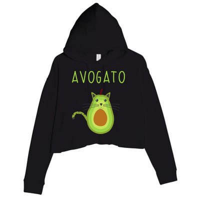 Avogato Cinco De Mayo Gift Cinco De Meow Cat Avocado Crop Fleece Hoodie