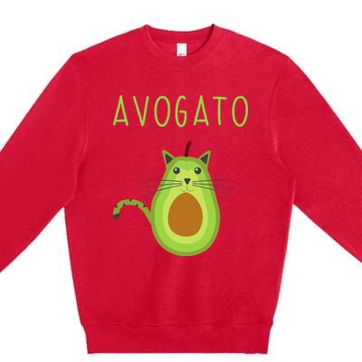 Avogato Cinco De Mayo Gift Cinco De Meow Cat Avocado Premium Crewneck Sweatshirt