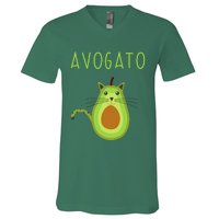 Avogato Cinco De Mayo Gift Cinco De Meow Cat Avocado V-Neck T-Shirt