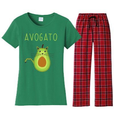 Avogato Cinco De Mayo Gift Cinco De Meow Cat Avocado Women's Flannel Pajama Set