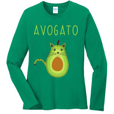 Avogato Cinco De Mayo Gift Cinco De Meow Cat Avocado Ladies Long Sleeve Shirt