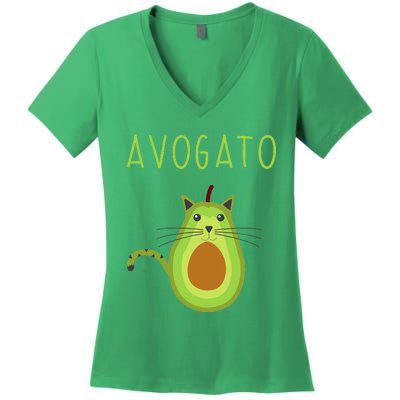 Avogato Cinco De Mayo Gift Cinco De Meow Cat Avocado Women's V-Neck T-Shirt