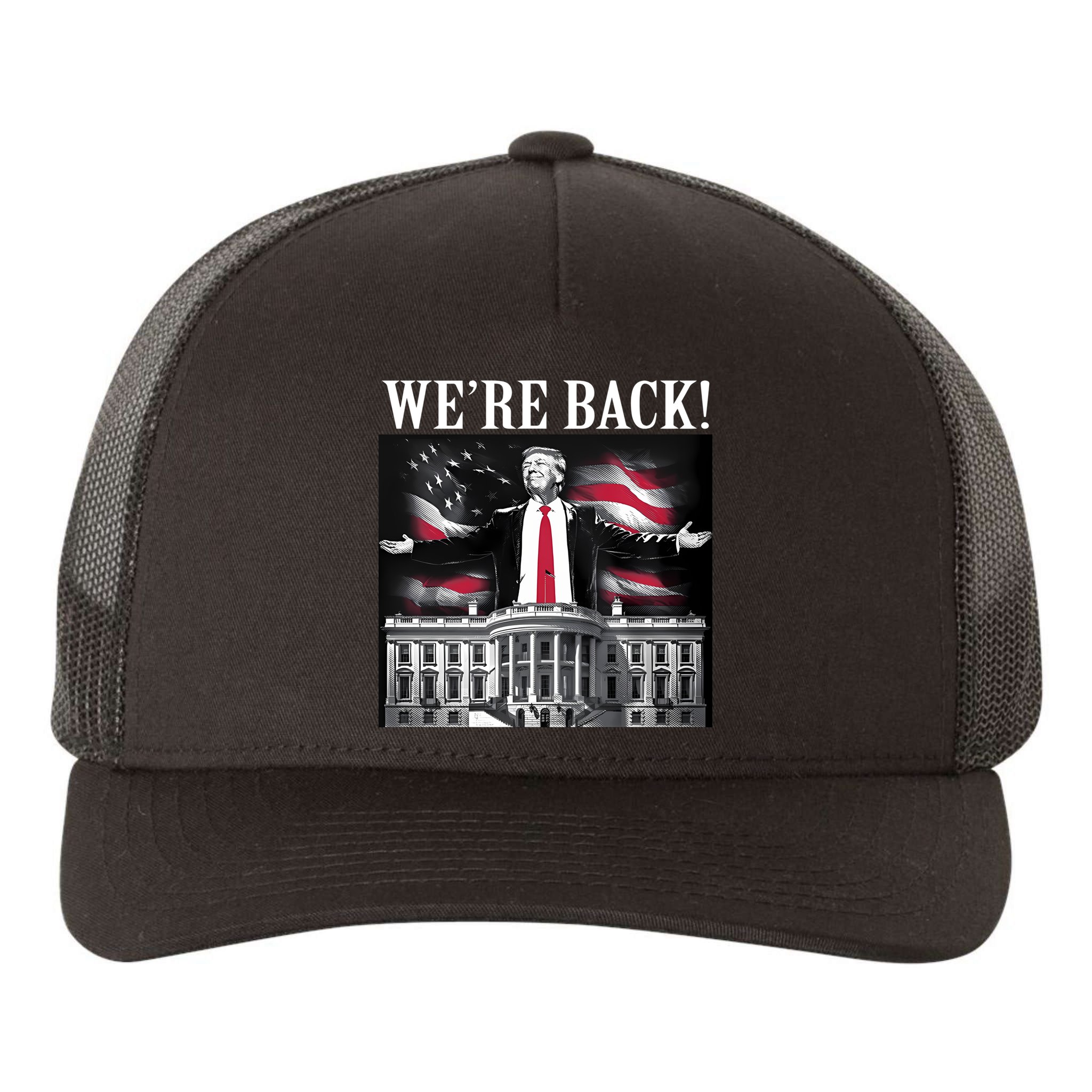 Adam Calhoun Donald Trump WeRe Back Yupoong Adult 5-Panel Trucker Hat
