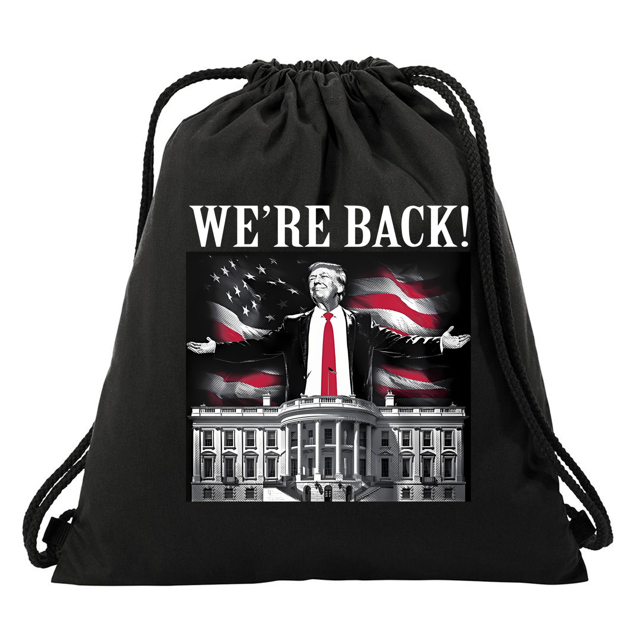 Adam Calhoun Donald Trump WeRe Back Drawstring Bag
