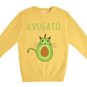 Avogato Cinco De Mayo Gift Cinco De Meow Cat Avocado Premium Crewneck Sweatshirt