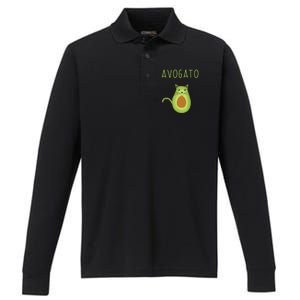 Avogato Cinco De Mayo Gift Cinco De Meow Cat Avocado Performance Long Sleeve Polo