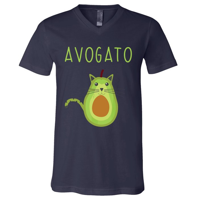 Avogato Cinco De Mayo Gift Cinco De Meow Cat Avocado V-Neck T-Shirt