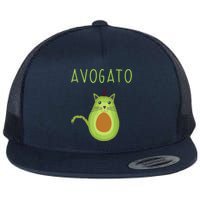 Avogato Cinco De Mayo Gift Cinco De Meow Cat Avocado Flat Bill Trucker Hat