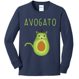 Avogato Cinco De Mayo Gift Cinco De Meow Cat Avocado Kids Long Sleeve Shirt