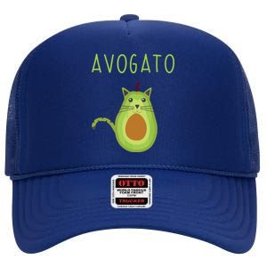 Avogato Cinco De Mayo Gift Cinco De Meow Cat Avocado High Crown Mesh Back Trucker Hat