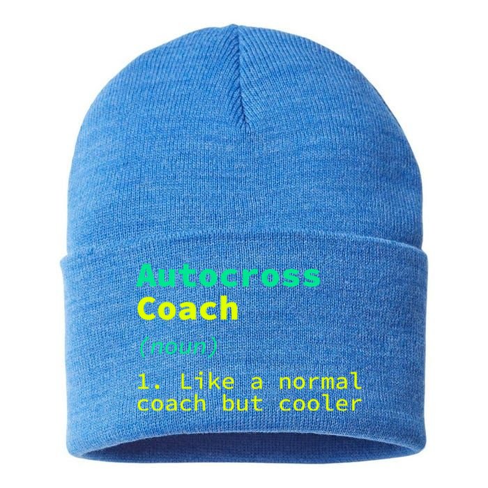 Autocross Coach Definition Funny Auto Racing Humor Great Gift Sustainable Knit Beanie