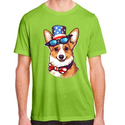 Atriotic Corgi Dog Fourth Of July 4th America Flag Adult ChromaSoft Performance T-Shirt