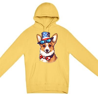 Atriotic Corgi Dog Fourth Of July 4th America Flag Premium Pullover Hoodie