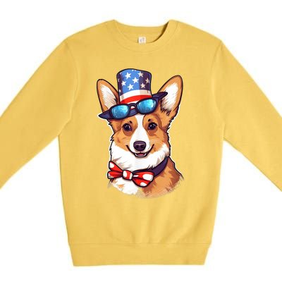 Atriotic Corgi Dog Fourth Of July 4th America Flag Premium Crewneck Sweatshirt