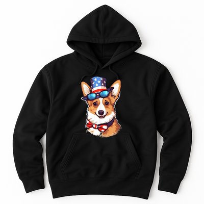 Atriotic Corgi Dog Fourth Of July 4th America Flag Hoodie