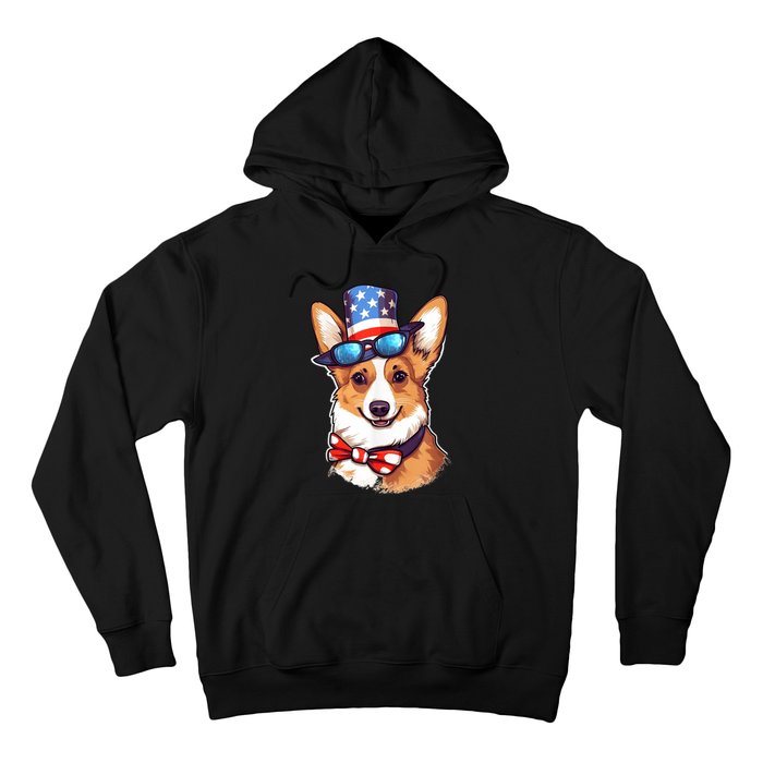 Atriotic Corgi Dog Fourth Of July 4th America Flag Hoodie