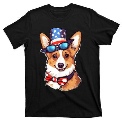 Atriotic Corgi Dog Fourth Of July 4th America Flag T-Shirt