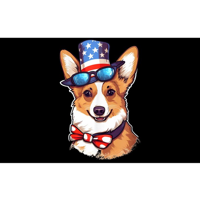 Atriotic Corgi Dog Fourth Of July 4th America Flag Bumper Sticker