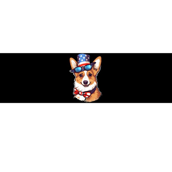 Atriotic Corgi Dog Fourth Of July 4th America Flag Bumper Sticker