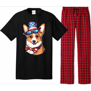 Atriotic Corgi Dog Fourth Of July 4th America Flag Pajama Set