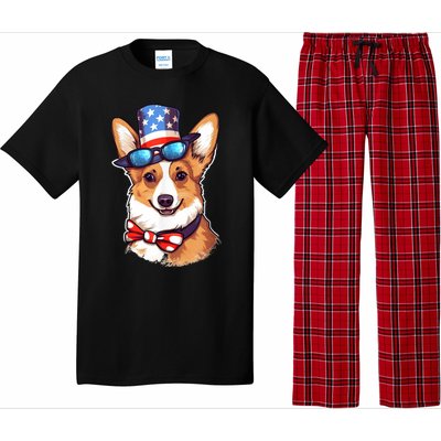 Atriotic Corgi Dog Fourth Of July 4th America Flag Pajama Set