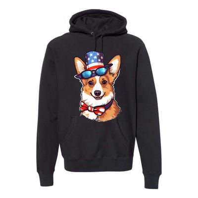 Atriotic Corgi Dog Fourth Of July 4th America Flag Premium Hoodie