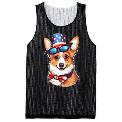 Atriotic Corgi Dog Fourth Of July 4th America Flag Mesh Reversible Basketball Jersey Tank