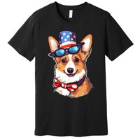 Atriotic Corgi Dog Fourth Of July 4th America Flag Premium T-Shirt