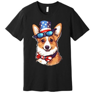 Atriotic Corgi Dog Fourth Of July 4th America Flag Premium T-Shirt