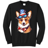 Atriotic Corgi Dog Fourth Of July 4th America Flag Tall Sweatshirt