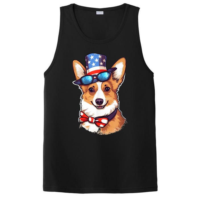 Atriotic Corgi Dog Fourth Of July 4th America Flag PosiCharge Competitor Tank