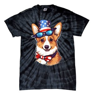 Atriotic Corgi Dog Fourth Of July 4th America Flag Tie-Dye T-Shirt