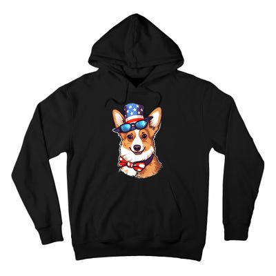 Atriotic Corgi Dog Fourth Of July 4th America Flag Tall Hoodie