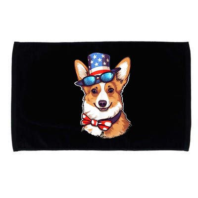 Atriotic Corgi Dog Fourth Of July 4th America Flag Microfiber Hand Towel