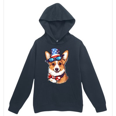 Atriotic Corgi Dog Fourth Of July 4th America Flag Urban Pullover Hoodie