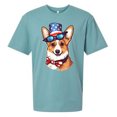 Atriotic Corgi Dog Fourth Of July 4th America Flag Sueded Cloud Jersey T-Shirt