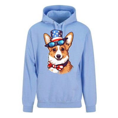 Atriotic Corgi Dog Fourth Of July 4th America Flag Unisex Surf Hoodie