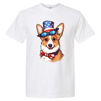 Atriotic Corgi Dog Fourth Of July 4th America Flag Garment-Dyed Heavyweight T-Shirt