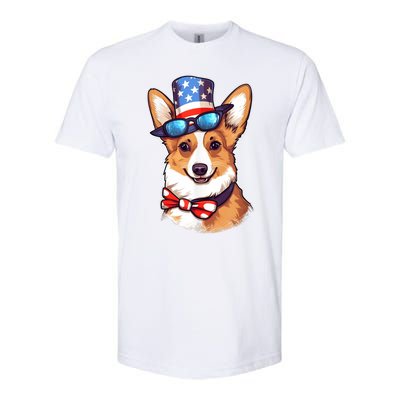 Atriotic Corgi Dog Fourth Of July 4th America Flag Softstyle CVC T-Shirt