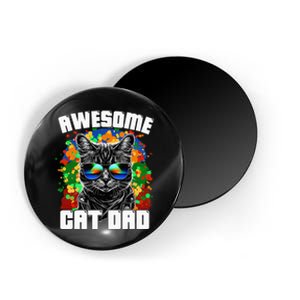 Awesome Cat Dad Featuring Sunglasses Funny Cat Lover Magnet