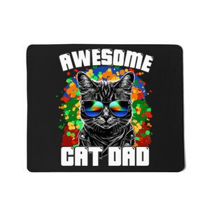 Awesome Cat Dad Featuring Sunglasses Funny Cat Lover Mousepad