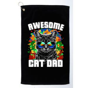 Awesome Cat Dad Featuring Sunglasses Funny Cat Lover Platinum Collection Golf Towel