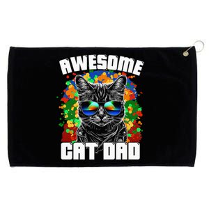 Awesome Cat Dad Featuring Sunglasses Funny Cat Lover Grommeted Golf Towel