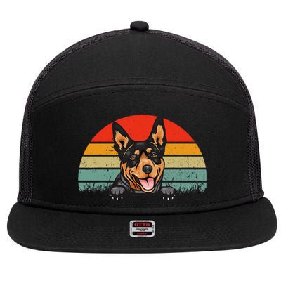 Australian Cattle Dog Vintage Distressed Retro Style 7 Panel Mesh Trucker Snapback Hat