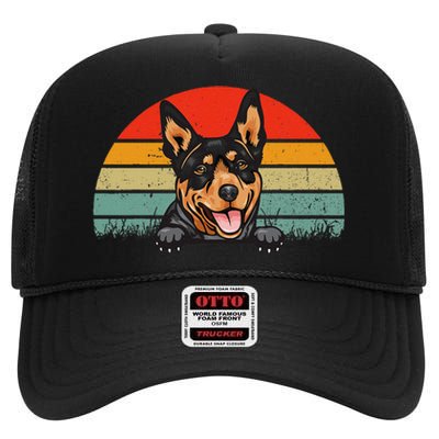 Australian Cattle Dog Vintage Distressed Retro Style High Crown Mesh Back Trucker Hat