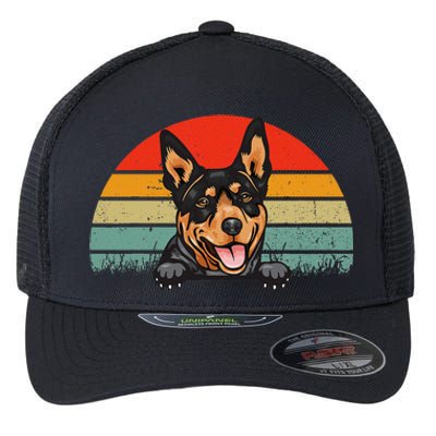 Australian Cattle Dog Vintage Distressed Retro Style Flexfit Unipanel Trucker Cap